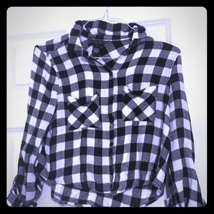 black and white plaid t-shirt